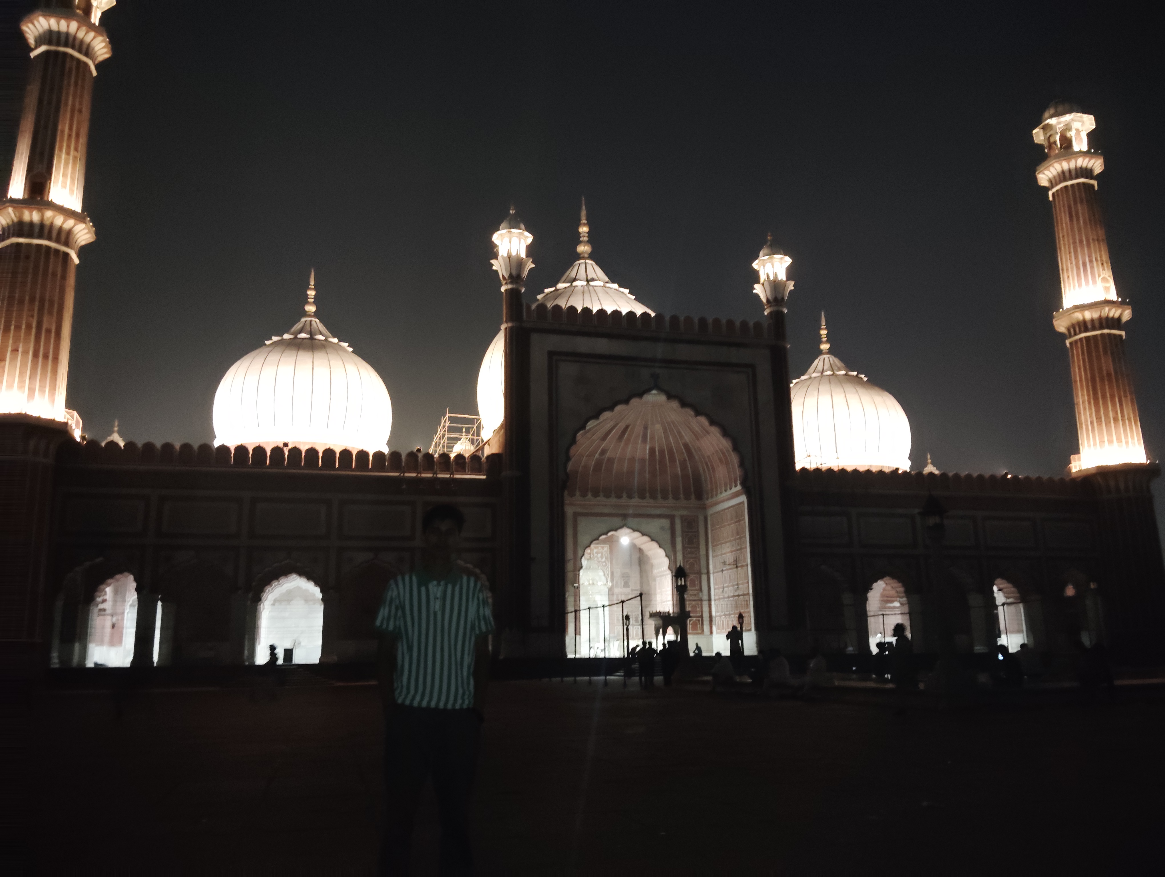 Jama Masjid illuminated at night